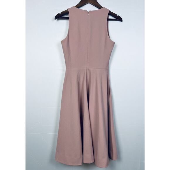Dress the Population Blush Pink Midi Dress S Sleeveless V Neck Fit Flare - Picture 4 of 11